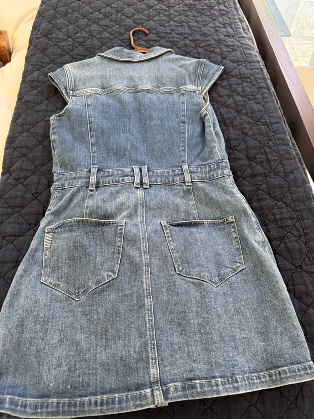 PAIGE Sleeveless Button-Front Denim Mini Dress - Blue - Picture 9 of 9